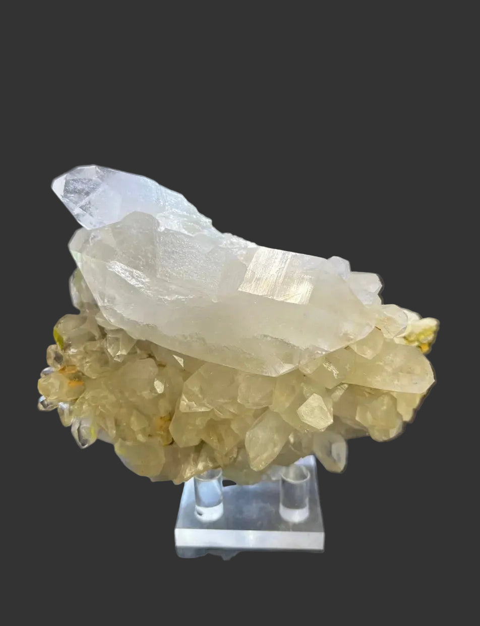 Double-sided Himalayan Quartz- Clear & Chlorite-included Green Quartz