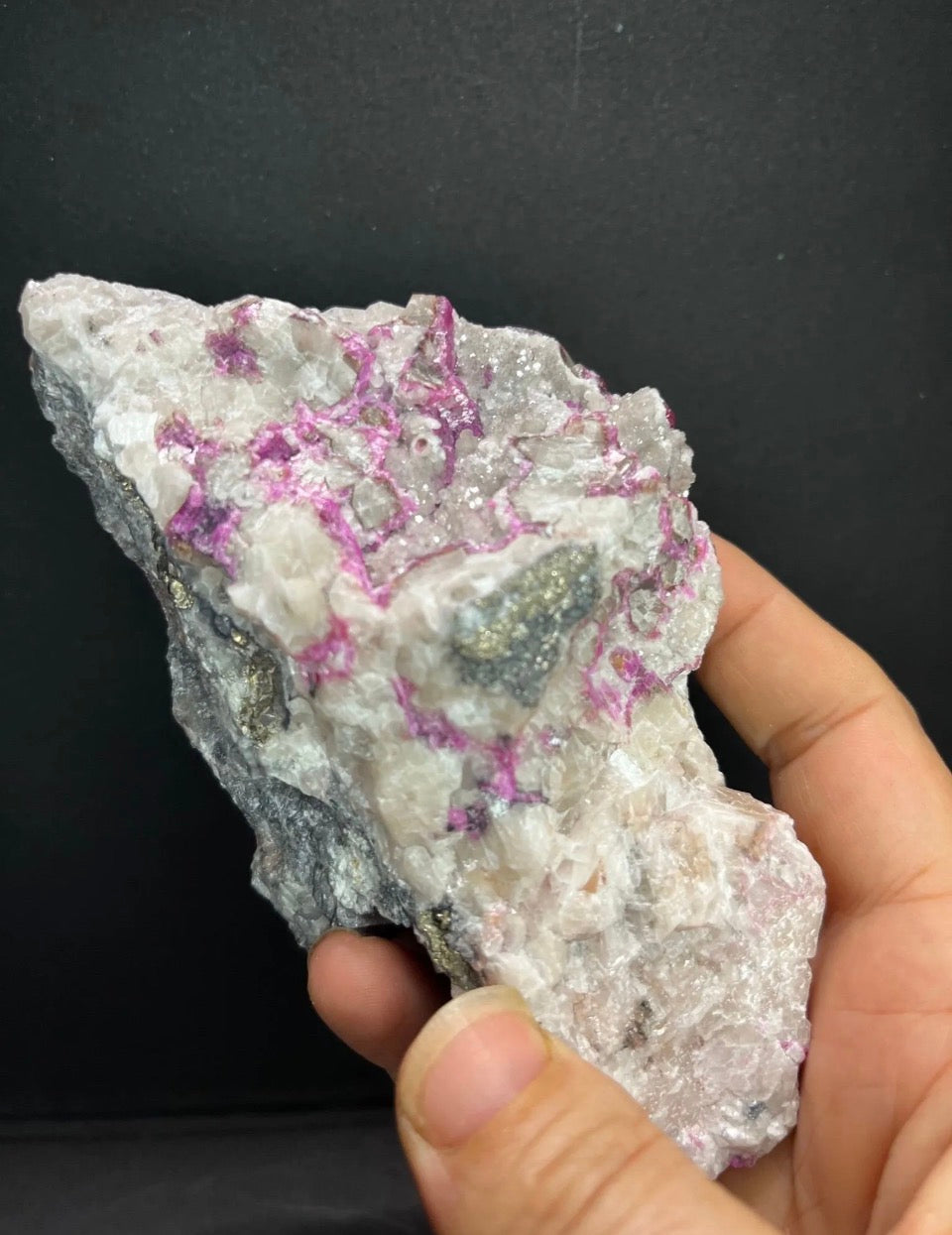Cobaltoan Calcite with Pyrite, Morocco
