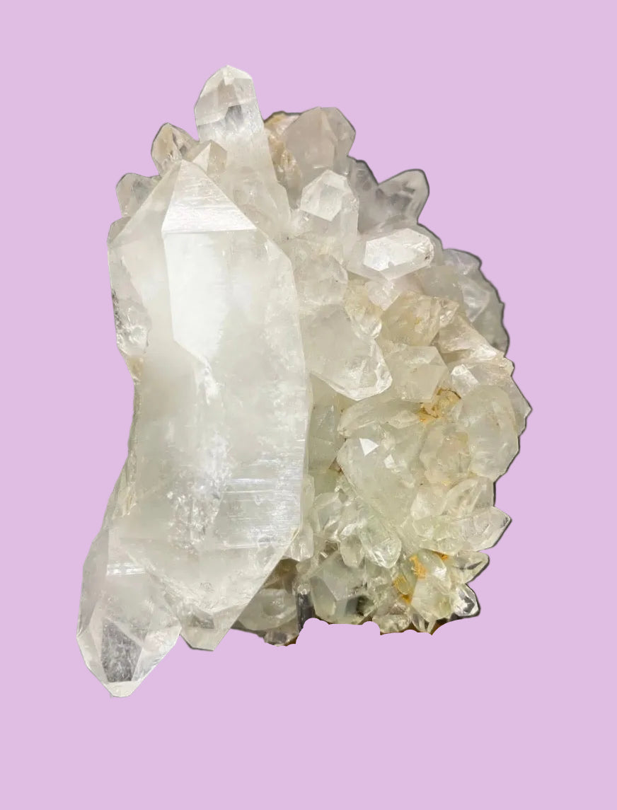 Double-sided Himalayan Quartz- Clear & Chlorite-included Green Quartz